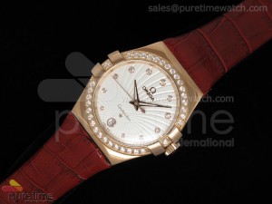 Constellation RG White Textured Dial on Red Leather Strap RONDA Quartz