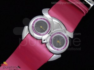 Owl Ladies SS Black Dial on Pink Leather Strap Jap Quartz