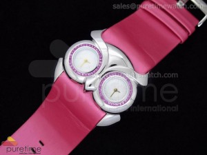 Owl Ladies SS White Dial on Pink Leather Strap Jap Quartz