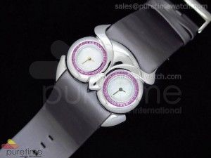 Owl ladies SS White Dial on Grey Leather Strap Jap Quartz