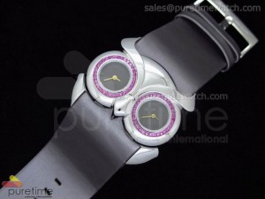 Owl Ladies SS Black Dial on Grey Leather Strap Jap Quartz