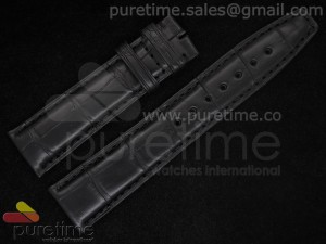 IWC 22mm Genuine Crocodile Black Leather Strap