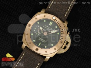 PAM382 N Bronzo Lite on Brown Distressed Calfskin Strap P9000