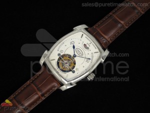 Kalpa XL Tourbillon SS White Textured Dial on Brown Leather Strap 