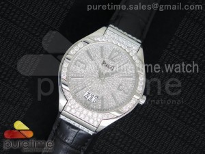 Piaget Polo Real WG Diamonds Dial/Bezel on Black Croco Strap Swiss A10