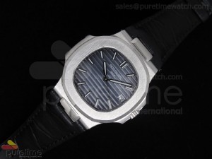 Nautilus Jumbo Stainless Grey Dial Leather Swiss 200 Auto  