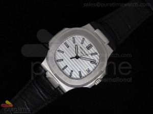 Nautilus Jumbo Stainless White Dial Leather Swiss 200 Auto  