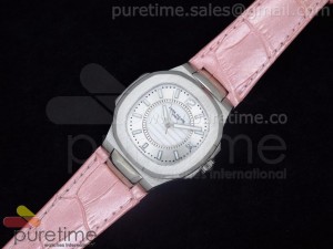 Nautilus Ladies SS Silver Dial on Pink Leather Strap Jap Quartz