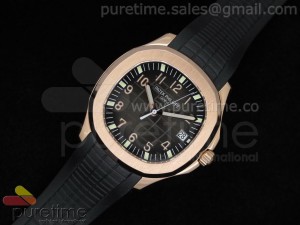 Aquanaut Jumbo RG Black Dial on Black Rubber Strap A2824