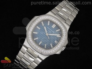 Nautilus Jumbo 5711 V3 Blue Dial Diamond Bezel on Bracelet 1:1 Best Edition A2824