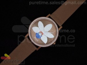 Altiplano Orchid Brown PVD Diamond Bezel on Brown Nylon Strap Jap Quartz