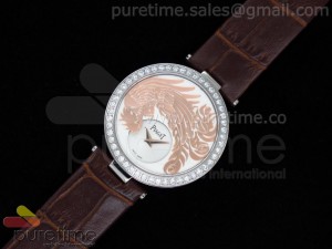 Limelight Phoenix SS White Dial Diamond Bezel on Brown Leather Strap Swiss Quartz