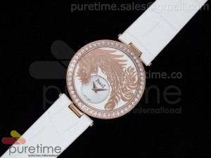 Limelight Phoenix RG White Dial Diamond Bezel on White Leather Strap Swiss Quartz