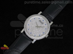 Altiplano 31mm SS Diamond Dial & Bezel on Black Leather Strap Swiss Ronda Quartz