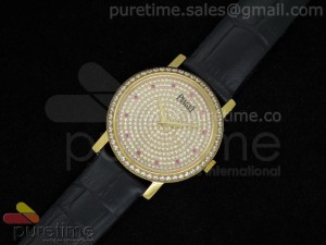 Altiplano 31mm RG Diamond Dial & Bezel on Black Rubber Strap Swiss Ronda Quartz