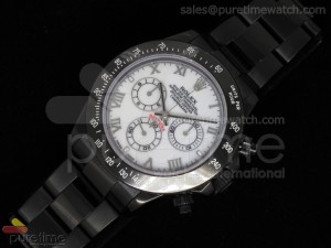 Black Case Mother of Pearl White Dial SS Strap Roman A7750 Running Secs @ 6