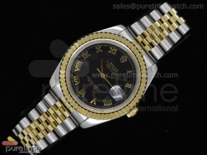 Date Just II 41mm SS/YG Black Dial Roman Markers SS/YG Bracelet