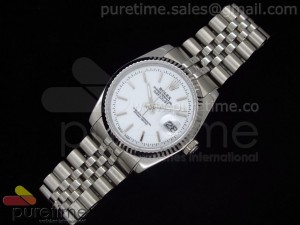 DateJust Men SS Plain White Dial Stick Markers on Bracelet