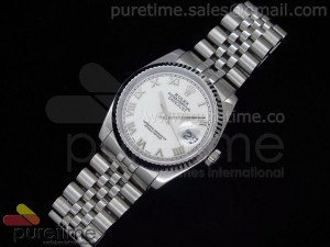 DateJust Men SS Plain White Dial Roman Markers on Bracelet