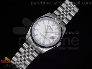 DateJust Men SS White Dial Stick Markers on Bracelet