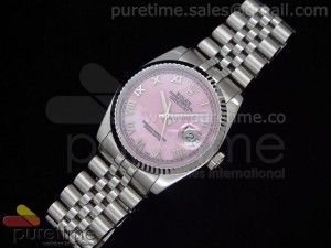 DateJust Men SS Pink MOP Dial Roman Markers on Bracelet 