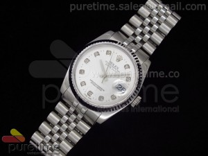 DateJust Men SS Plain White Dial Diamond Markers on Bracelet