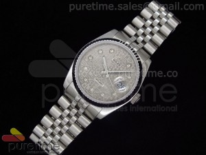 DateJust Men SS Silver Jubilee Dial Diamond Markers in Bracelet