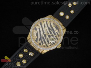 DateJust Royal Black Diamond Paved on Black Rubber Strap 