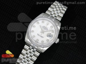 DateJust 116234 SS White Dial Diamond Markers on SS Bracelet SA3135