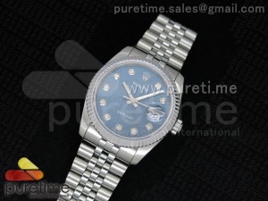 DateJust 116234 SS Blue Textured Dial Diamond Markers on SS Bracelet SA3135