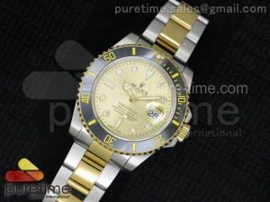 Submariner 116613 LN Diamonds Markers YG Dial on SS/YG Bracelet A2836