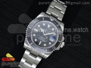 Submariner 116610 LN Silver Bezel Markers Black Dial on SS Bracelet A2836