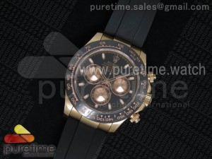 Daytona 116515 RG Black/Gold Dial on Black Rubber Strap A7750