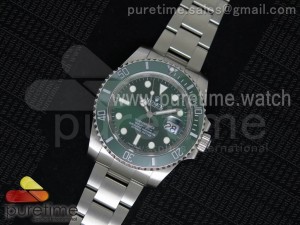 Submariner 116610 LV 1:1 Green Ceramic Silver Makers Bezel on SS Bracelet SA3135