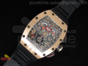 RM011 Le Mans Classic 2012 RG Black Skeleton Dial on Black Rubber Strap A7750