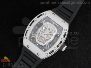 RM 052 Skull Watch SS Steel Dial on Black Rubber Strap 6T51