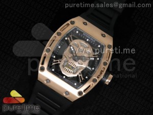 RM 052 Skull Watch Black RG Skull Dial on Black Rubber Strap Jap Quartz