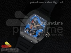 RM057 Dragon-Jackie Chan PVD Blue Dragon Dial on Black Rubber Strap A2824