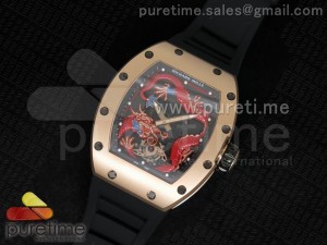 RM057 Dragon-Jackie Chan RG Red Dragon Dial on Black Rubber Strap A2824