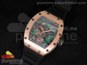 RM057 Dragon-Jackie Chan RG Green Dragon Dial on Black Rubber Strap A2824