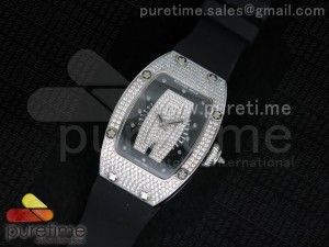 RM 007 Lady SS Diamonds Dial on Black Rubber Strap 6T51