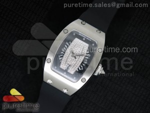 RM 007 Lady SS Diamonds Dial SS Case on Black Rubber Strap 6T51