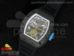 RM 036 White PVD Forge Carbon Bezel Skeleton Dial on Black Rubber Strap A23J