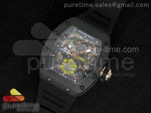 RM 036 Black RG Forge Carbon Bezel Skeleton Dial on Black Rubber Strap A23J