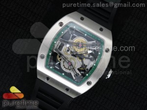 RM038 SS Green Inner Bezel Skeleton Dial on Black Rubber Strap Jap Quartz