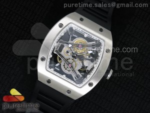 RM038 SS White Inner Bezel Skeleton Dial on Black Rubber Strap Jap Quartz