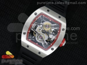 RM038 SS Red Inner Bezel Skeleton Dial on Black Rubber Strap Jap Quartz