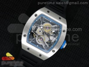 RM038 SS Blue Inner Bezel Skeleton Dial on Black Rubber Strap Jap Quartz