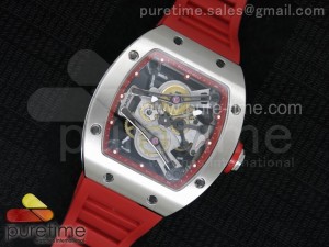 RM038 SS Red Inner Bezel Skeleton Dial on Red Rubber Strap Jap Quartz