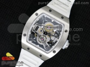 RM038 SS White Inner Bezel Skeleton Dial on White Rubber Strap Jap Quartz